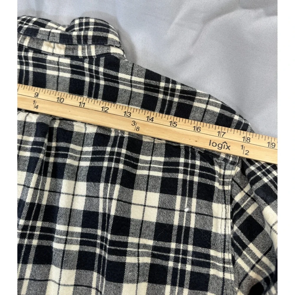 J Crew Shirt Mens Medium Blue White Plaid Flannel Workshirt‎ Button Up Cotton